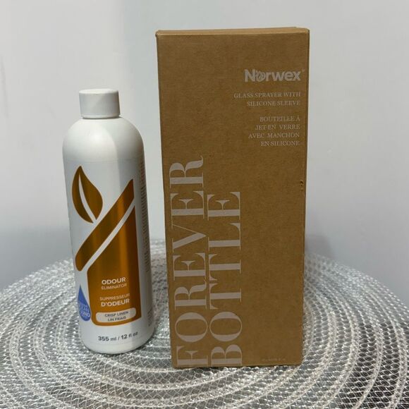 Norwex Forever Bottle with Sprayer and Odour Eliminator in Crisp Linen NWT - Picture 4 of 6